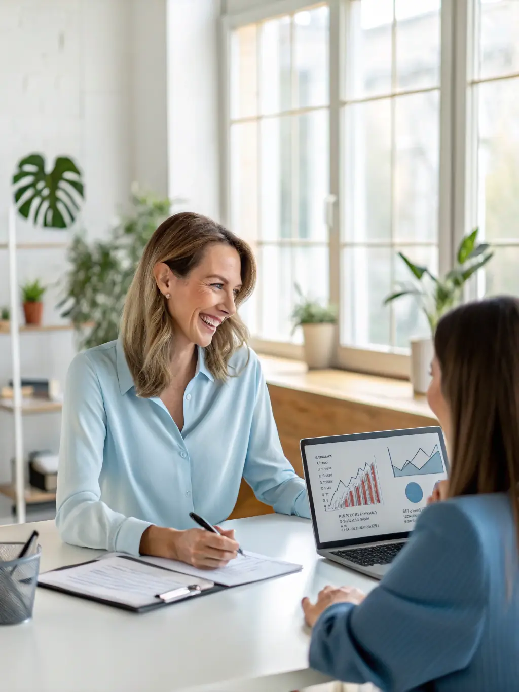 A professional business coach guiding a client through a strategic planning session, with South African business magazines subtly displayed in the background.